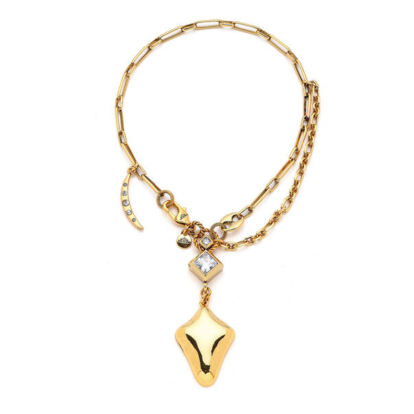 May Gold Plated Multi Charm Chain Necklace - 1