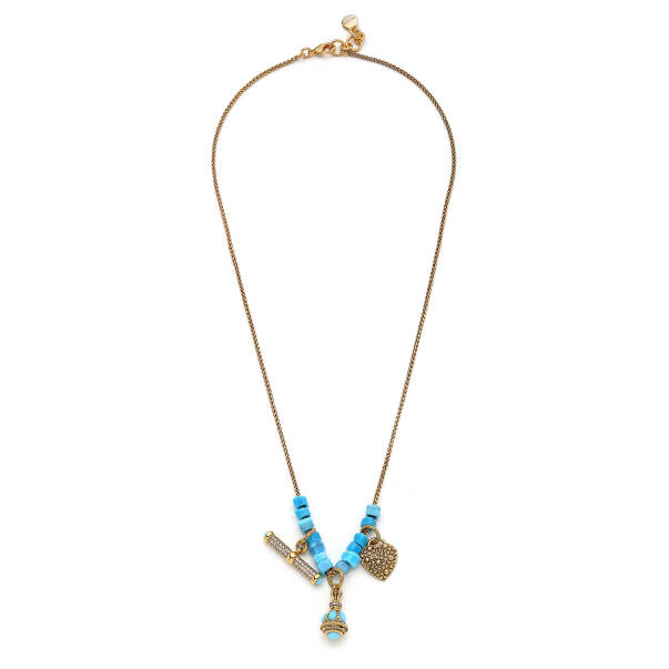 Melia Heart Charm Gold Plated Chain Necklace - 1