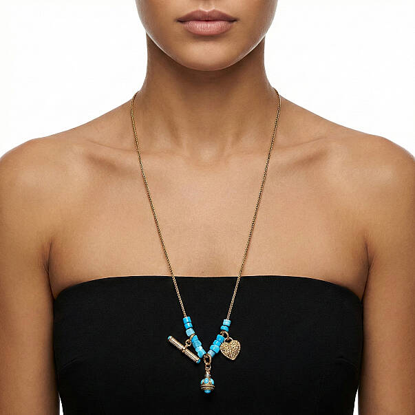 Melia Heart Charm Gold Plated Chain Necklace - 3