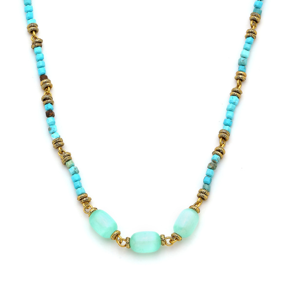Melo Selenite, Turquoise Natural Stone Necklace - 3