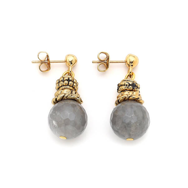 Midnight Natural Stone Pinned Earrings - 1