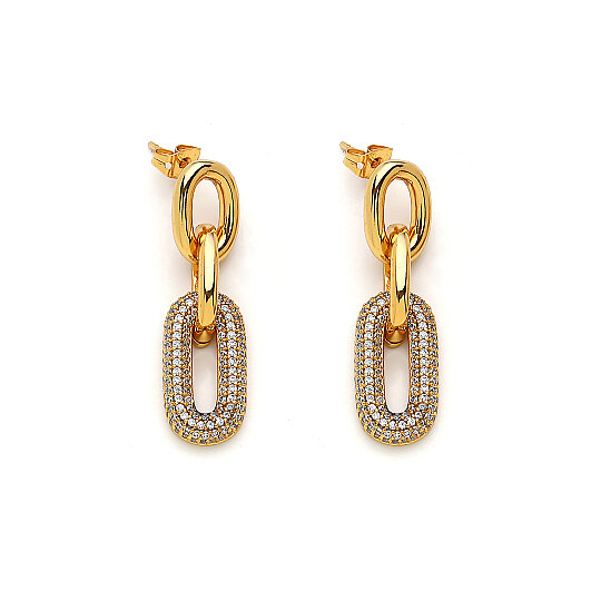 Mini Link Zircon Pinned Earrings - 