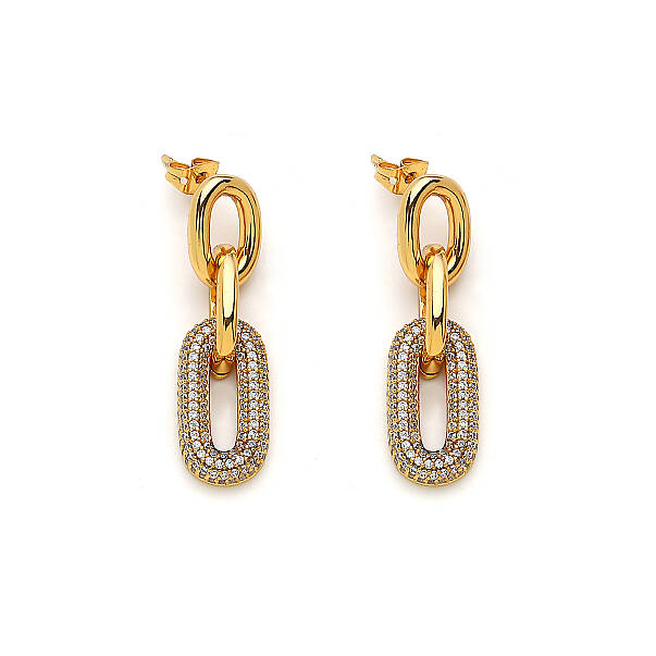 Mini Link Zircon Pinned Earrings - 1