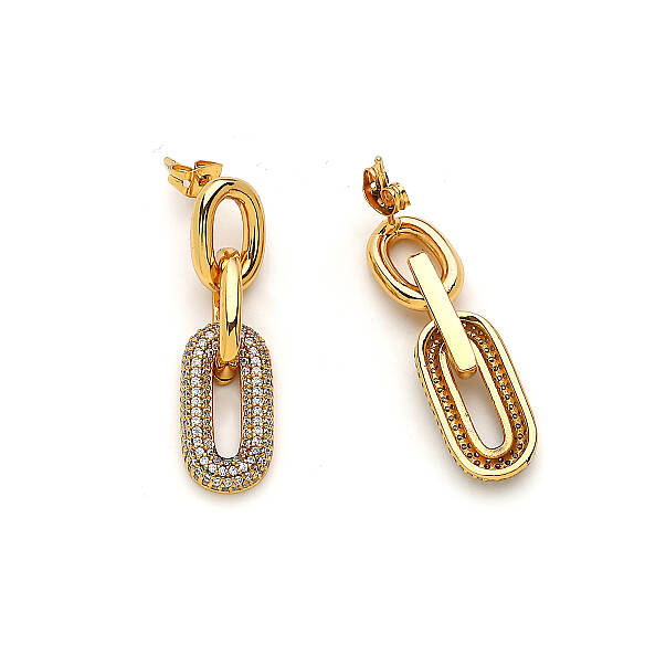 Mini Link Zircon Pinned Earrings - 3