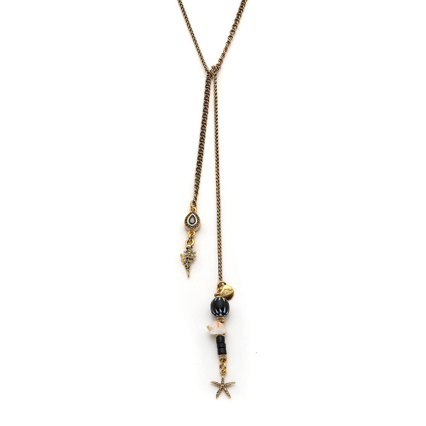 Mira Star Sea Shell Charm Gold Plated Chain Necklace - 4