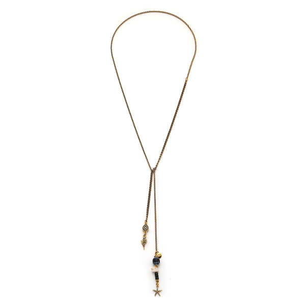 Mira Star Sea Shell Charm Gold Plated Chain Necklace - 1