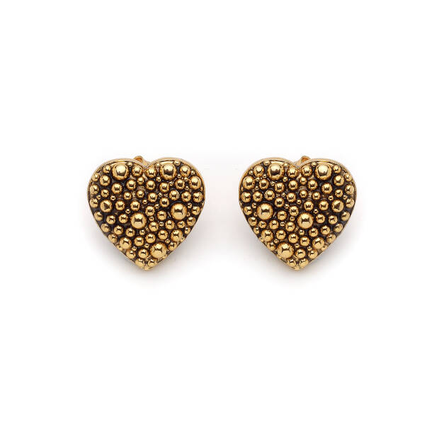 Miraxis Gold Plated Heart Charm Pinned Earrings - 1