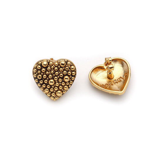Miraxis Gold Plated Heart Charm Pinned Earrings - (1)