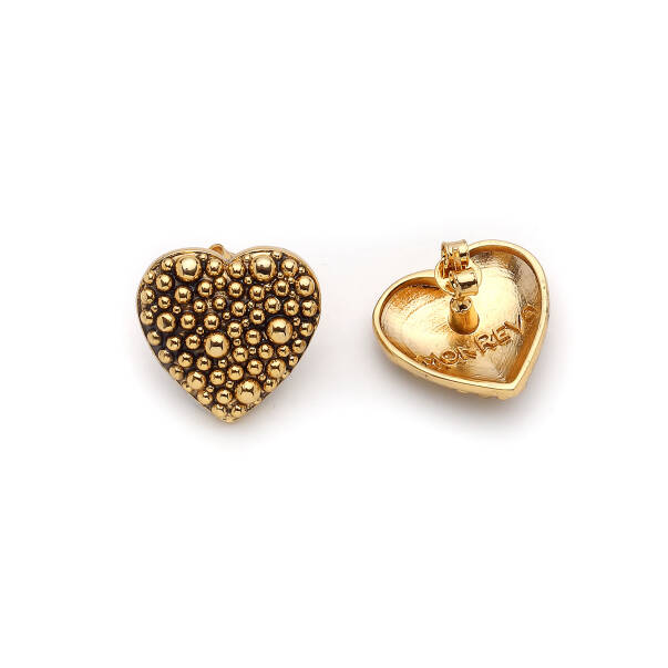 Miraxis Gold Plated Heart Charm Pinned Earrings - 2
