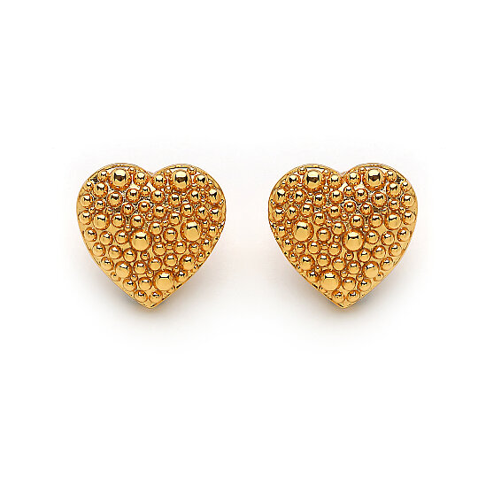 Miraxis Gold Plated Heart Charm Pinned Earrings - 