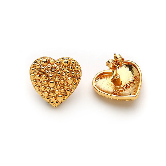 Miraxis Gold Plated Heart Charm Pinned Earrings - (1)