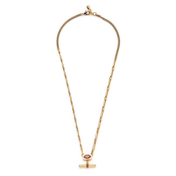 Mireya Zircon Eye Charm Gold Plated Chain Necklace - 1