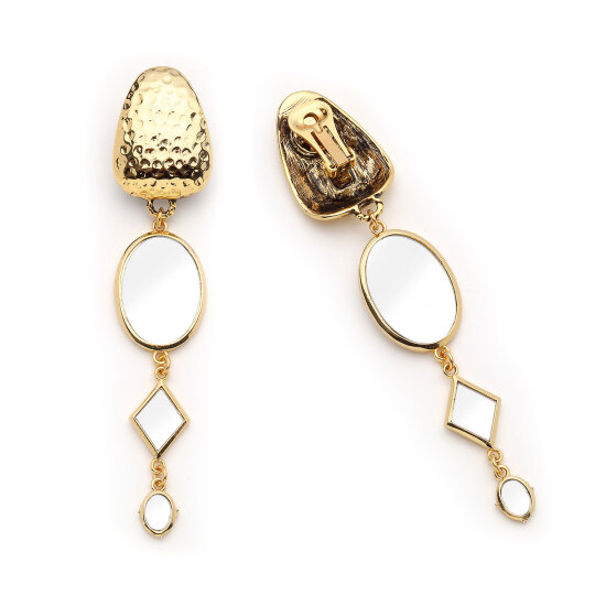 Mirror Charm Gold Plated Clip-on Earrings - (1)