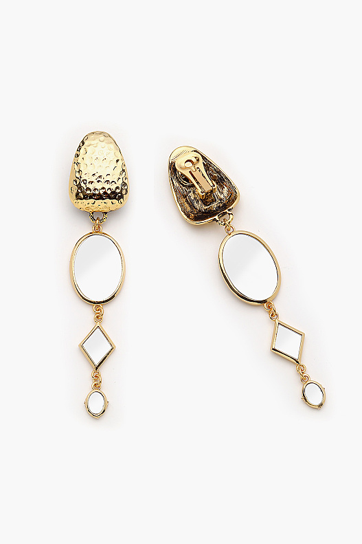 Mirror Charm Gold Plated Clip-on Earrings - (1)
