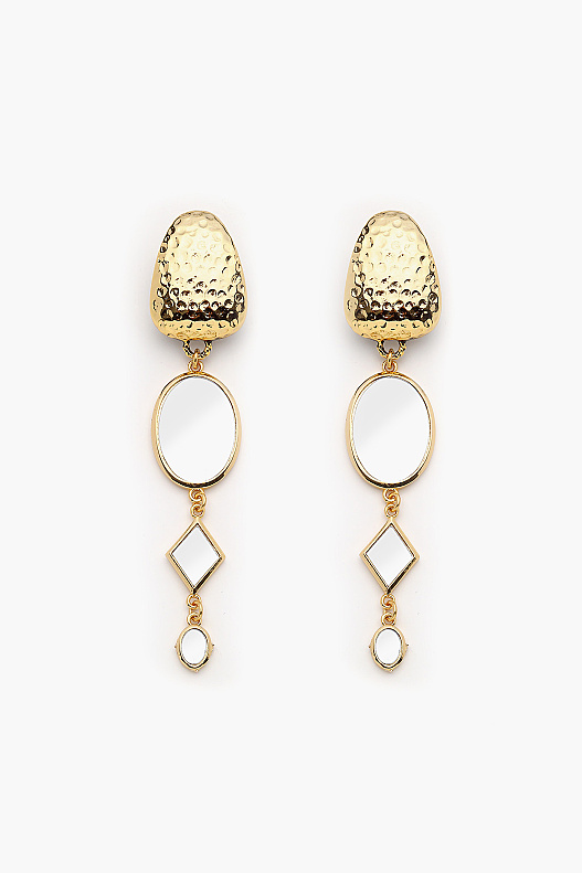 Mirror Charm Gold Plated Clip-on Earrings - 