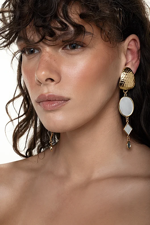 Mirror Charm Gold Plated Clip-on Earrings - (1)