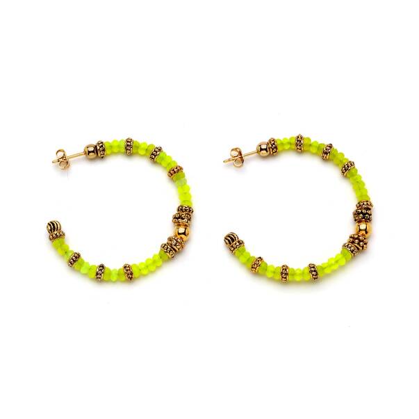 Mitos Yellow Hoop Pinned Earrings - 1