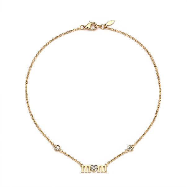 Mom & Heart Charm Gold Plated Chain Necklace - 1