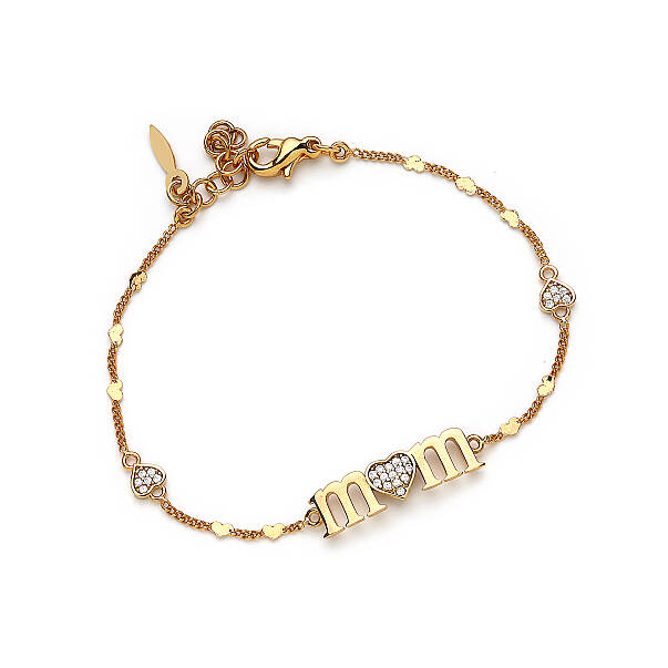 Mom & Kalp Charm Altın Kaplama Zincir Bilezik - 1