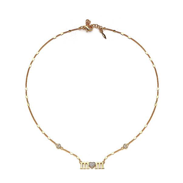 Mom & Kalp Charm Altın Kaplama Zincir Kolye - 1