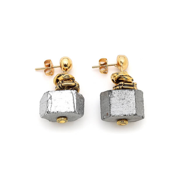 Moon Natural Stone Pinned Earrings - 1