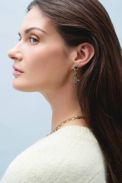 Moondust Lapis Pinned Earrings - 4