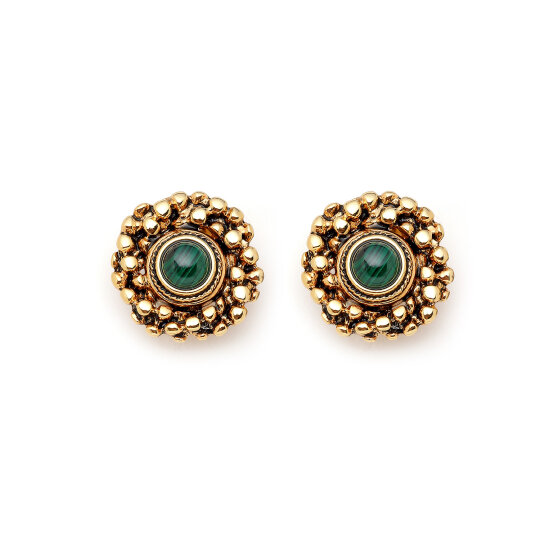 Moss Light Malachite Clip On Earrings - (1)