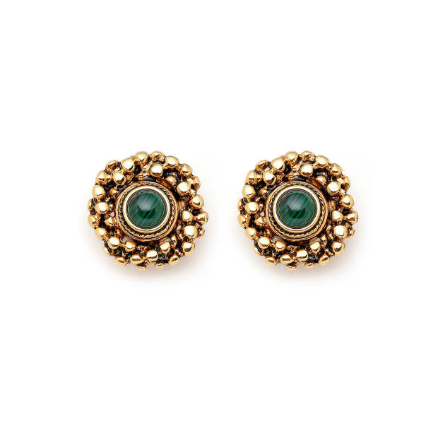 Moss Light Malachite Clip On Earrings - 2