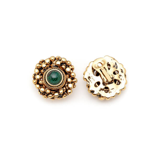 Moss Light Malachite Clip On Earrings - 4