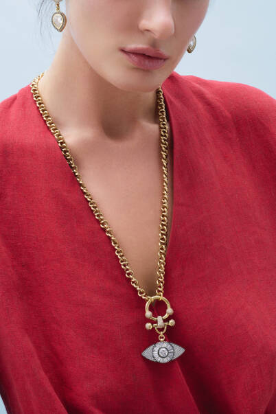 Mother Fire Zircon Eye Necklace - 2