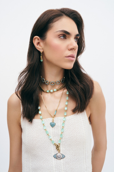 Motivated Turquoise, Gold Plated Necklace - 4