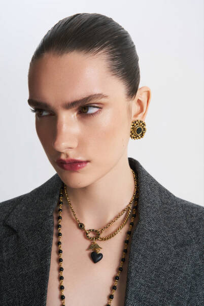 Muse Black Zircon Gold Plated Evening Clip-On Earrings - 4