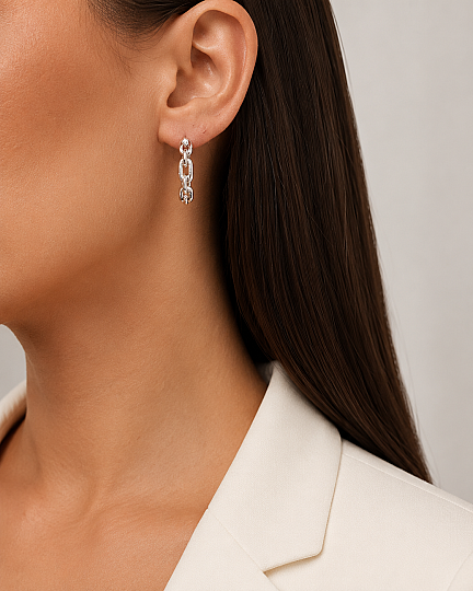 Mylo Silver Plated Hoop Stud Earrings - (1)