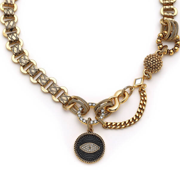 Myra Eye Charm Gold Plated Chain Necklace - 2