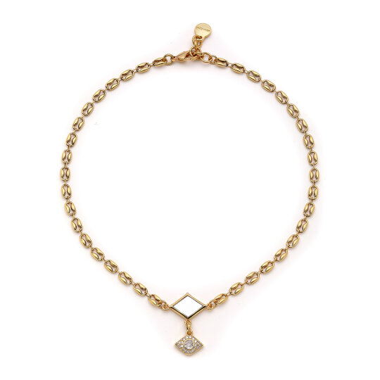 Mystara Eye Charm Gold Plated Chain Necklace - 