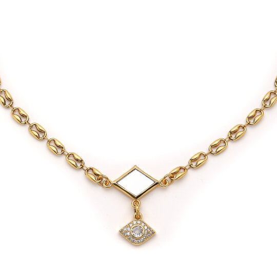 Mystara Eye Charm Gold Plated Chain Necklace - (1)