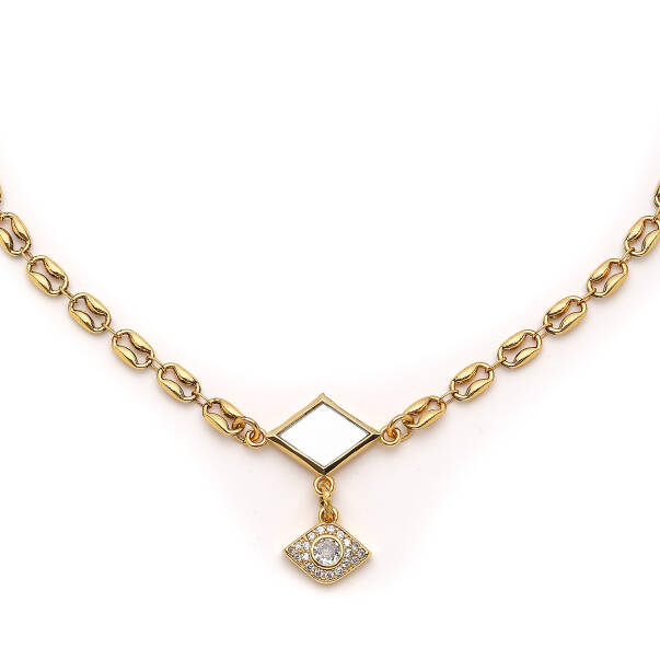 Mystara Göz Charm Altın Kaplama Zincir Kolye - 2