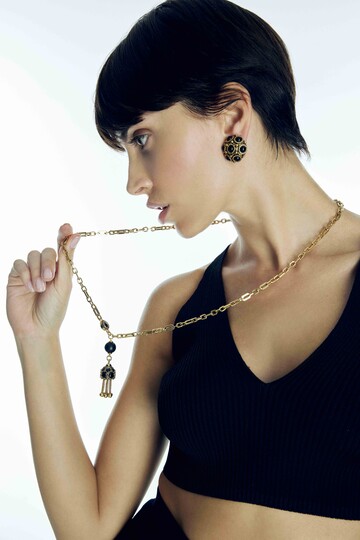 Mystic Gold-Plated Onyx Clip-On Earrings - (1)