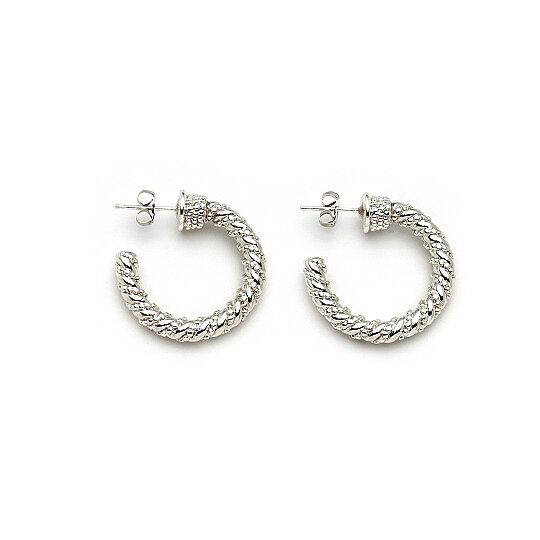 Mystic Silver Plated Hoop Stud Earrings - 