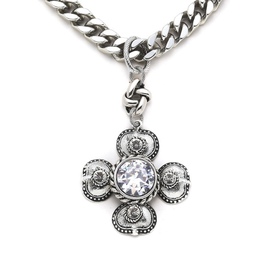 Mystique Clover Charm Silver Plated Necklace - (1)