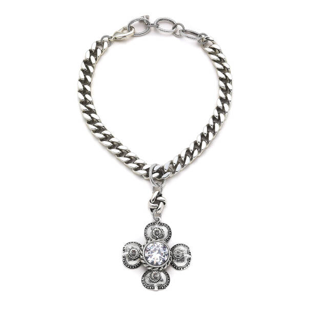 Mystique Zirkon Yonca Charm Gümüş Kaplama Zincir Kolye - 1