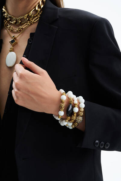 Nataly White Jade Gold Plated Bracelet - 2