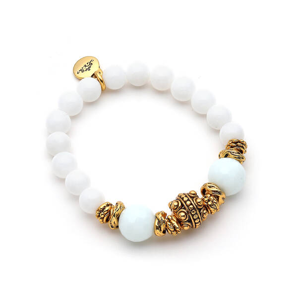 Nataly White Jade Gold Plated Bracelet - 1