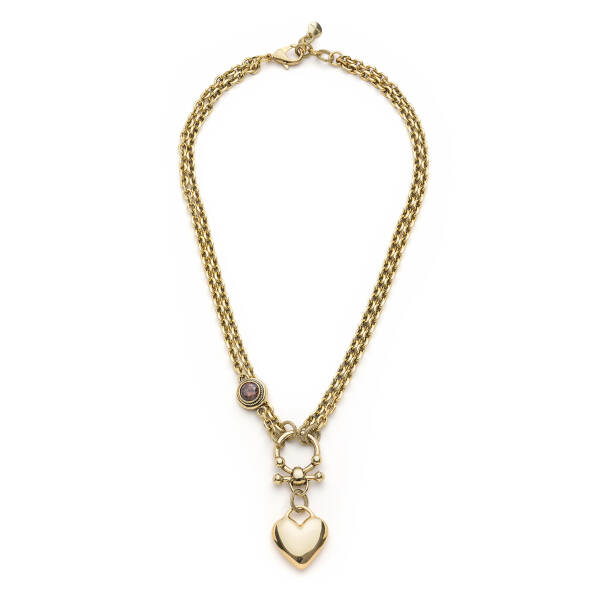 Natura Heart Charm Gold Plated Chain Necklace - 1