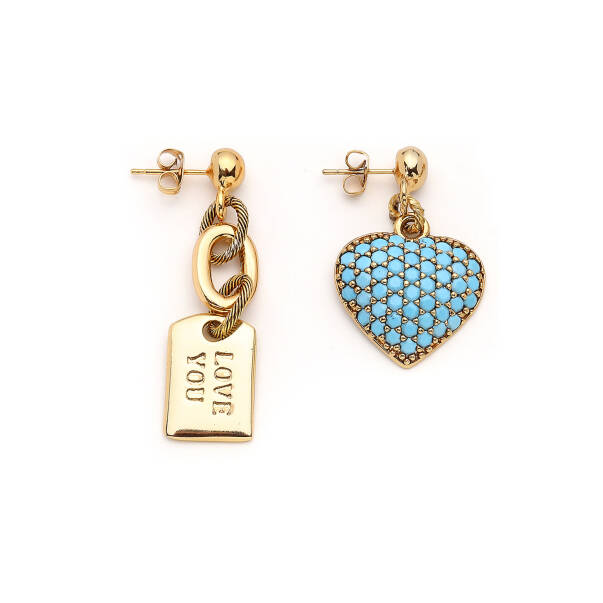 Nerelle Kalp Charm Altın Kaplama İğneli Küpe - 1