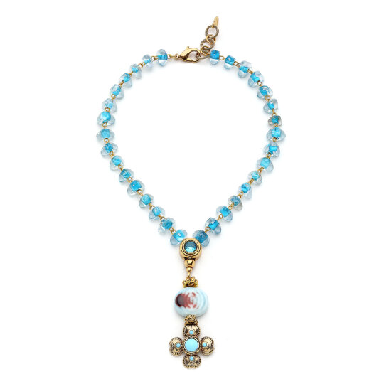 Nerina Yonca Charm Turkuaz Zirkon Kolye - 