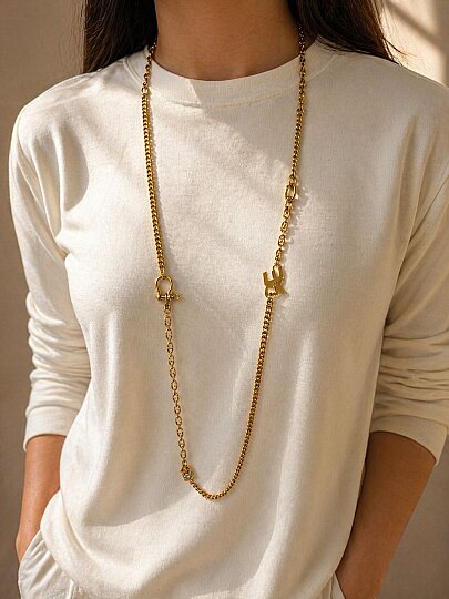 Neroli Luck Charm Gold Plated Chain Necklace - (1)