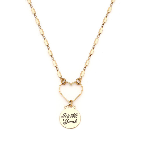 Nest Heart Charm Gold Plated Chain Necklace - 