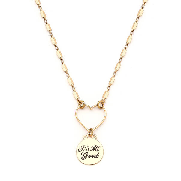 Nest Heart Charm Gold Plated Chain Necklace - 3
