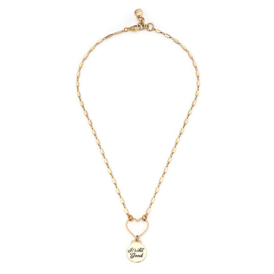 Nest Heart Charm Gold Plated Chain Necklace - 
